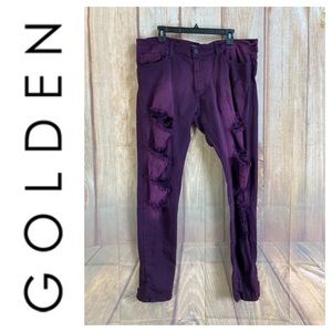 ➡️GOLDEN Distressed Slim Straight in Purple Size 38x33”